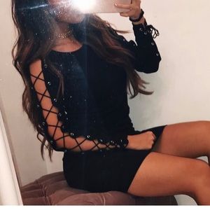 ribbed lace sleeve top